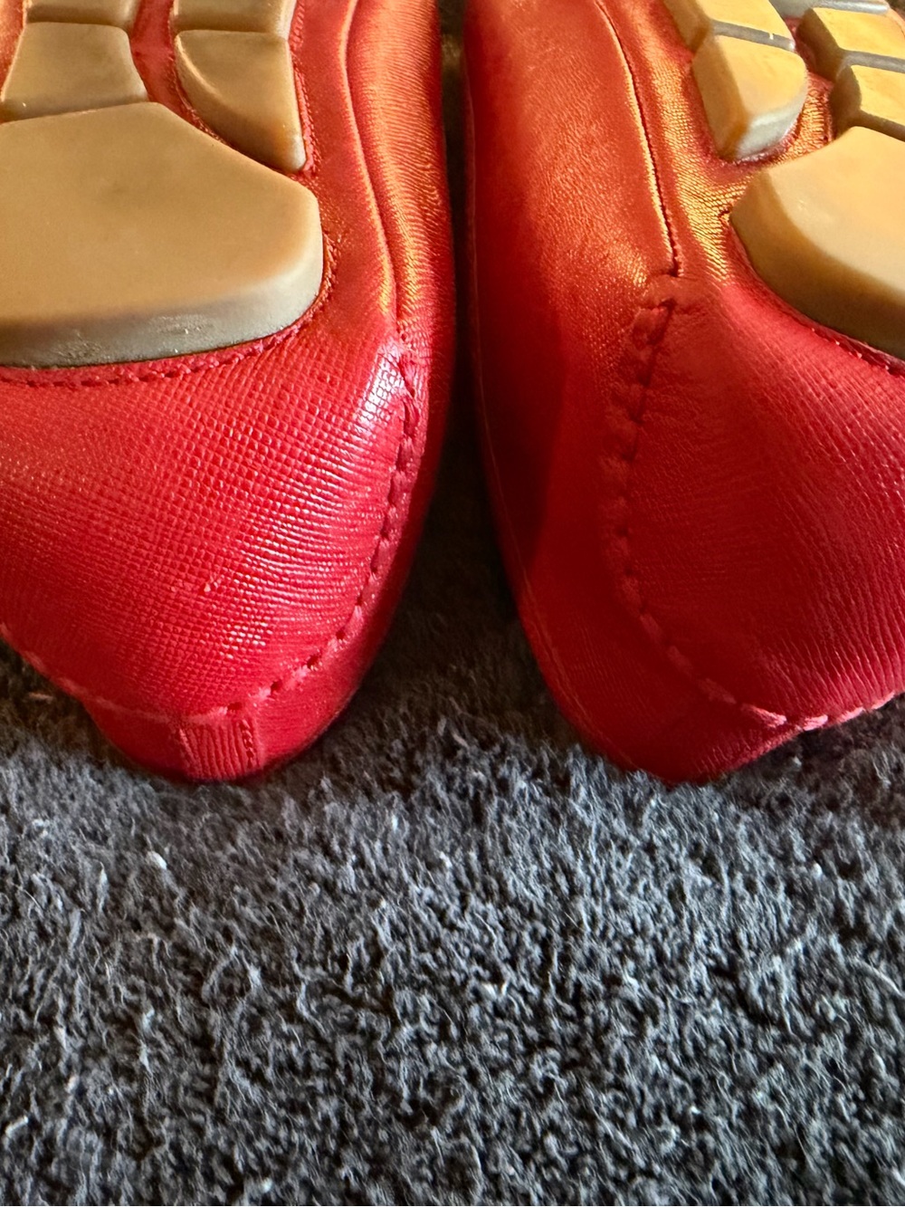 Michael Kors Red Leather MK Logo Ballet Flats - Picture 4 of 5